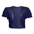 thumbnail image 4 of Kcodviy Women Solid Short Sleeve Cardigan Sweater Knit Cropped Bolero Open Front Duster Sweater Cardigan Chiffon Cardigan, 4 of 5
