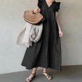 thumbnail image 2 of Tumotour Robe en Denim pour Femmes Été à Volants Sans Manches à Col en V Robe Longue en Jean Bleue Décontractée Ample Robe Maxi en Jean 2025, 2 of 7