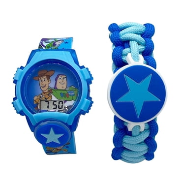 Kid's Toy Story Flashing Digital Laser Rubber Watch with Corded Bracelet