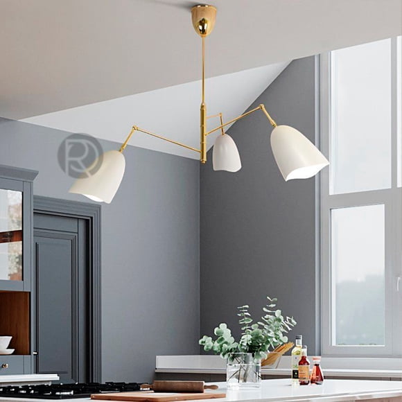 Heavenly Collections | Modern 3-Light Articulating Chandelier - Mid-Century Gold Branching Pendant Ceiling Light - Contemporary White Shade Adjustable Hanging Lamp