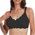 thumbnail image 1 of VEKDONE Fashion Women Large Size Solid Color Wave Lace Wireless Soft Support Together Daily Bra Black XXL, 1 of 3