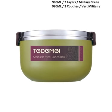 1 L Thermal 2 Layer Stainless Steel Thermal Lunch Container - Military Green