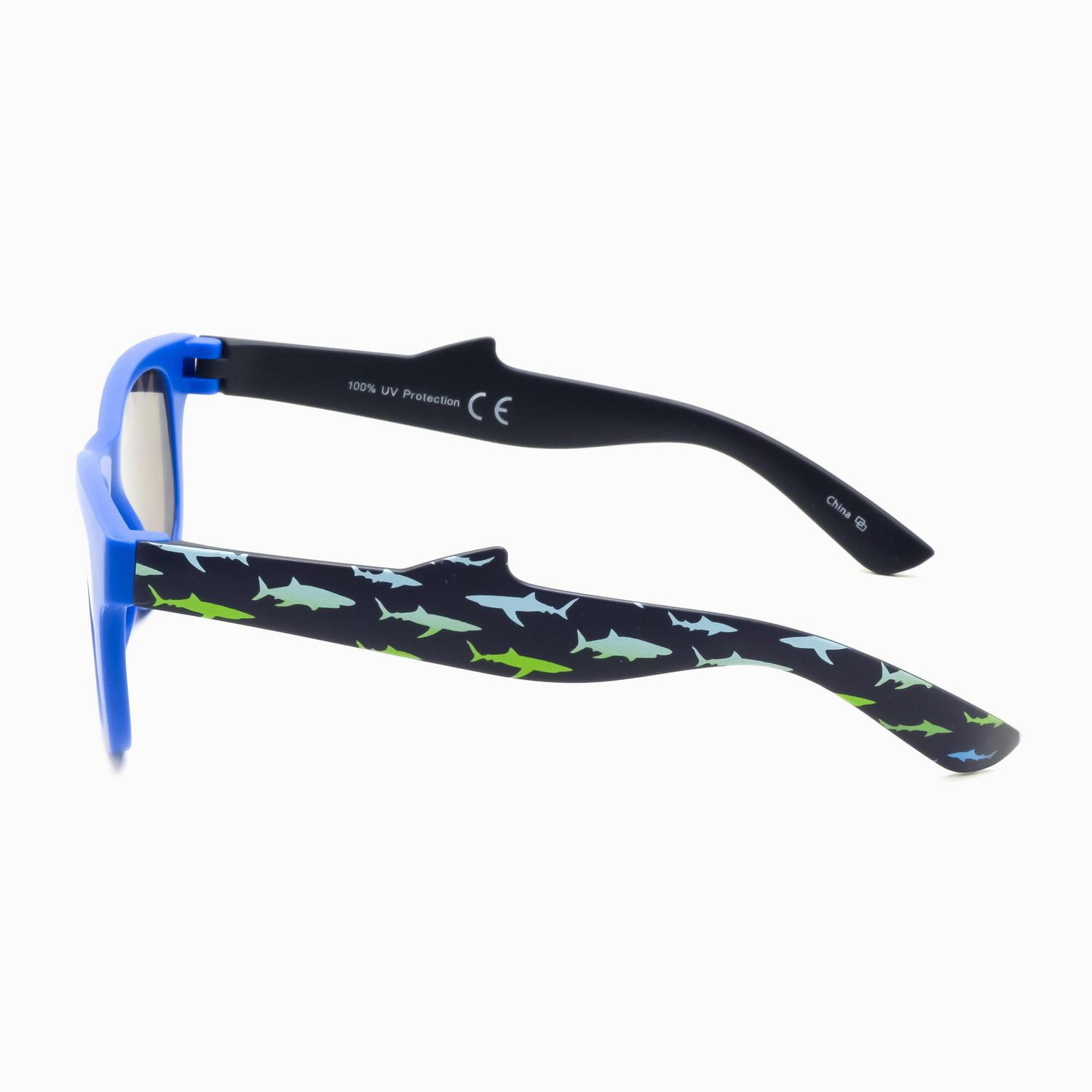 George Kids Boys Blue and Green Shark Print Square Sunglasses