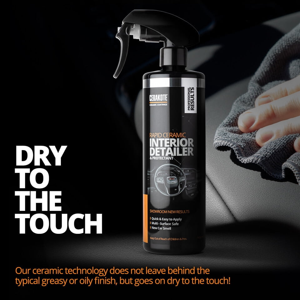 CERAKOTE® Nettoyant et Protecteur Intérieur Céramique Rapide (14 oz liq.) – Rapide et facile – Compatible avec plusieurs surfaces – Vaporisateur nettoyant pour intérieur de voiture – Sèche au toucher