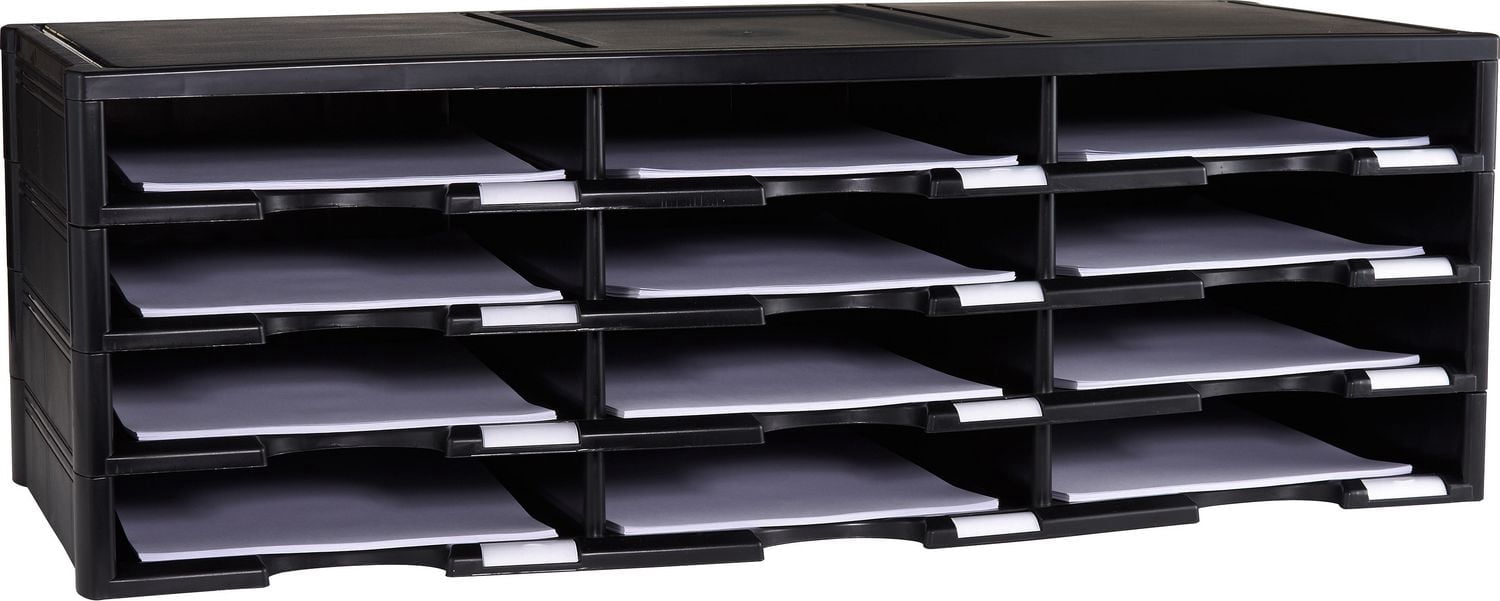 Range-documents, 12 compartiments - noir