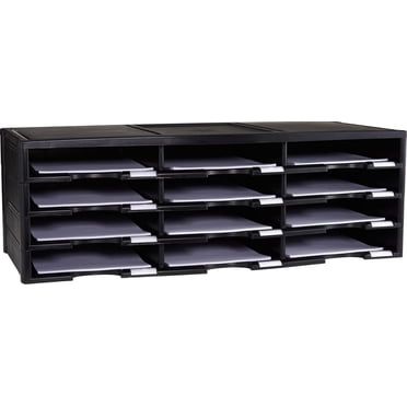 Storex 12-Compartment Literature Organizer/Document Sorter, Black