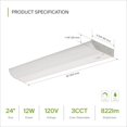 thumbnail image 2 of ASD Éclairage LED Linéaire sous Armoire 24 Pouces 12W 769 LM Dimmable ccT Réglable 3000-5000K Lumières sous Armoire Cartouche Câblée Finition Blanc Énergétique, 2 of 5