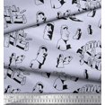 thumbnail image 3 of Soimoi polyester Crepe Fabric Easter Island Statue Face Print Fabric by Yard 52 Inch Wide, 3 of 3