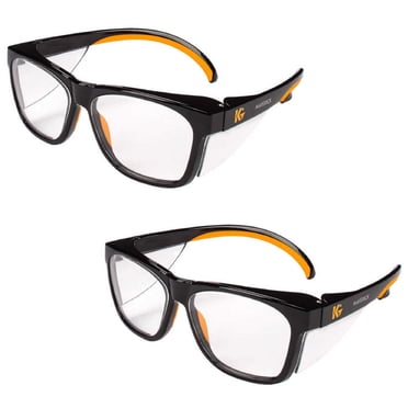 KLEENGUARD Maverick Safety Glasses with Intergrated Side Shields (1 Pair) (49312 Clear Anti-Glare Lens with Black Frame and Orange Tips)