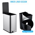 thumbnail image 3 of 2.6 Gallon / 10L Stainless Steel Trash Can with Foot Pedal – Soft-Close Lid, Removable Inner Bucket, Slim Rectangular Garbage Bin for Bathroom, Kitchen, or Office – Brushed Silver Finish, 3 of 7