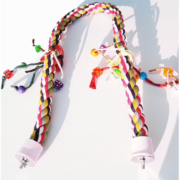 Bonka Bird Toys 1114 Huge Rope Charm Perch (48"" x 1.25"") Parrot Cage Toy Amazon Macaw Cockatoo and Similar