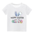 thumbnail image 1 of Chemises pour Filles Tout-Petits Garçons Filles Oreilles de Lapin de Pâques Œufs de Pâques Imprimé Col Rond Imprimé Manches Courtes Haut, 1 of 1