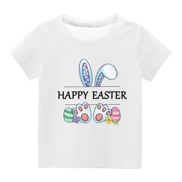 Chemises pour Filles Tout-Petits Garçons Filles Oreilles de Lapin de Pâques Œufs de Pâques Imprimé Col Rond Imprimé Manches Courtes Haut