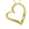 thumbnail image 1 of 3-Stone Heart Peridot Pendant 14K Yellow Gold, 1 of 1