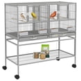 thumbnail image 1 of PawHut Divided Breeder Bird Cage with Rolling Stand Removable Tray Grey 40"H, 1 of 10