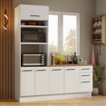 thumbnail image 2 of Madesa Hazel 2-Piece Kitchen Storage Set with 3 Door Pantry Cabinet and 3 Drawers Base Cabinet Adjustable Feet 74 Inch Wooden Modern Organization Units - White, 2 of 11