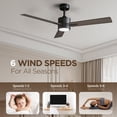 thumbnail image 4 of Vagizm Ceiling Fan with Light Remote: 52 Inch Modern Bedroom Fans with Dimmable Tri-Color Temperature LED - Quiet Reversible DC Motor - Indoor Outdoor (Black+Walnut), 4 of 7