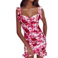 thumbnail image 1 of Kcodviy Robe Bohème à Fleurs pour Femmes Robe Décontractée pour Femmes Imprimée Décontractée à Col en V Robes d'Été pour Femmes Plage avec Manches Fête Soirée Été Plage, 1 of 9