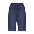 thumbnail image 4 of Timegard Womens Plus Size Shorts Elastic Waisted Drawstring Lightweight Casual Knee Length Shorts with Pockets, 4 of 5