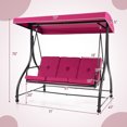 thumbnail image 3 of Gymax Balancelle Convertible pour Patio/terrasse avec Auvent Réglable et Coussin Épais, Couleur Vin, 3 of 9