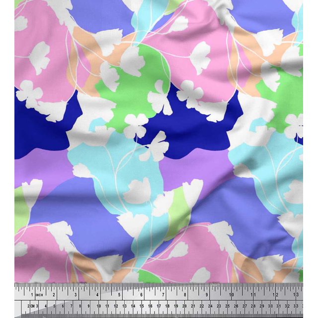 Soimoi Silk Fabric Floral Shirting Print Fabric by Yard 42 Inch Wide