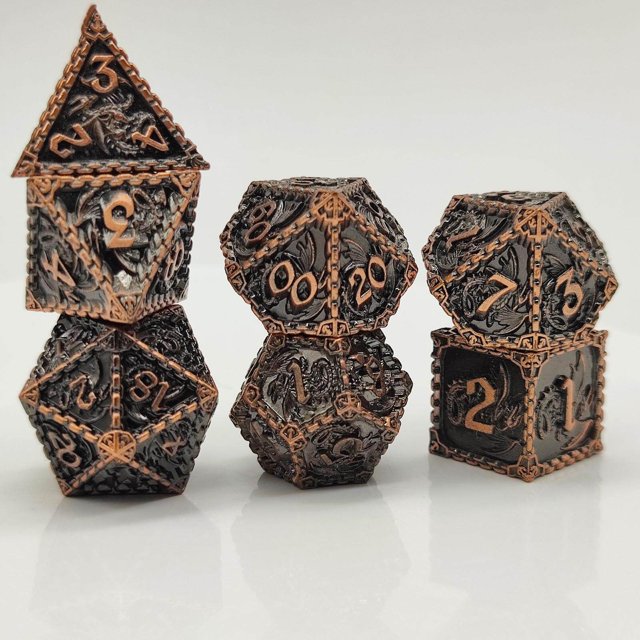 7Pcs Polyhedral Dice Irregular Big Numbers Board Games Board Game Props Red-Copper