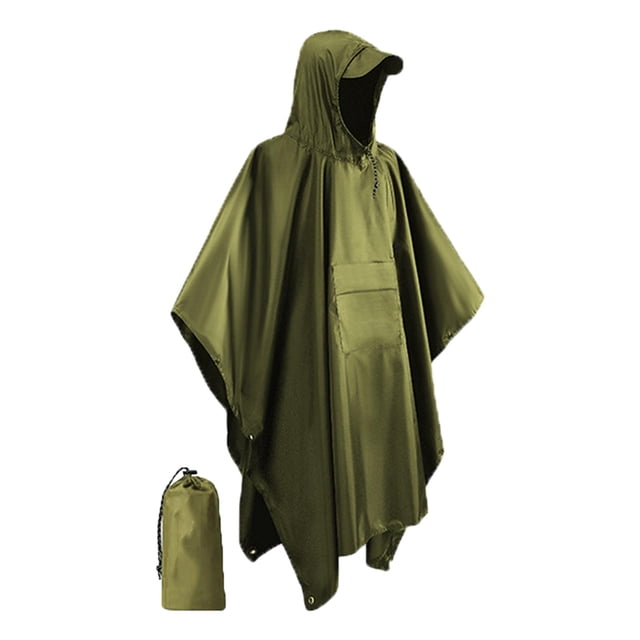 lionlar Poncho de Pluie à Capuche Imperméable Réutilisable avec Poche Veste à Manches Longues pour Extérieur Vert