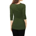 thumbnail image 3 of INSPIRE CHIC Women's Cowl Neck Long Sleeve Top Button Decor Ruched Front Regular Fit Pullover Top XS Green, 3 of 5