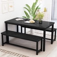 thumbnail image 1 of AWQM 3 Piece Dining Table Set with Benches, Particleboard/Iron, Black, 1 of 9