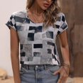 thumbnail image 4 of Liquidation d'Été! PEZHADA Femmes Tops, Sortie Tops for Femmes, Grande Taille Tops for Femmes, T-Shirt Ample à Manches Courtes Imprimé Col Rond Gris G, 4 of 6