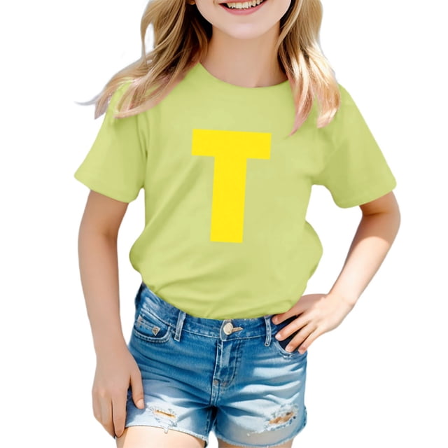 TZEWGL Cute Shirt For Kid Letter Printed Short Sleeve Print Crewneck Top For Newborns size 7-8T