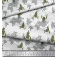 thumbnail image 1 of Soimoi Green Satin Silk Fabric Tree & World Map Printed Craft Fabric by the Yard 42 Inch Wide, 1 of 3