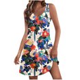 thumbnail image 1 of Staron Robes d'Été pour Femmes, Coupe Ample, Col en V, Ligne A, Robe d'Été Décontractée Boho Sans Manches à Imprimé Floral, Fluide, Robes de Vacances, TG, 1 of 7