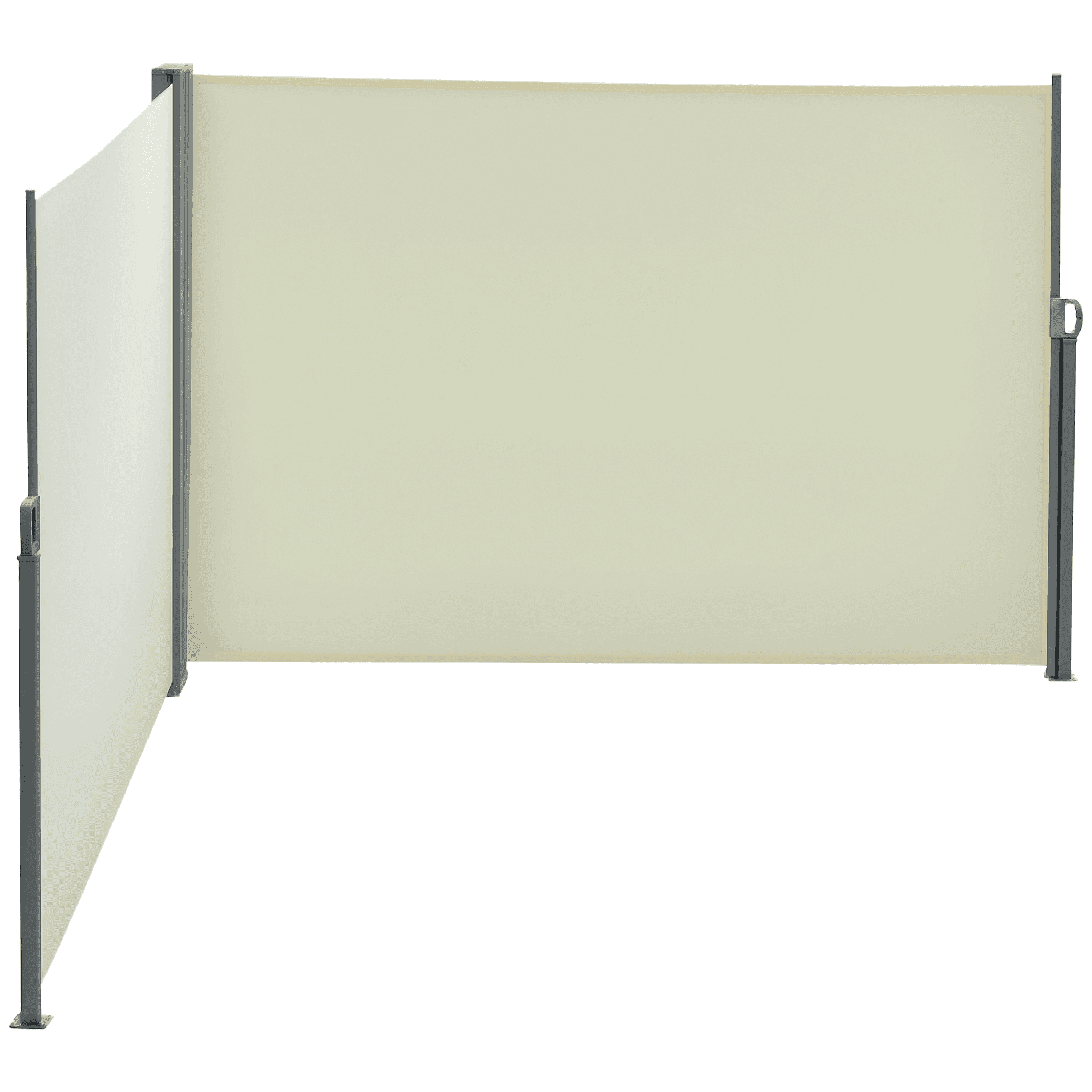Outsunny Double Retractable Side Awning 236" x 63" Patio Screen Cream White