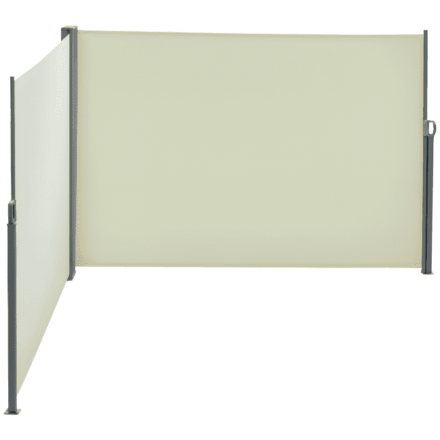 Outsunny Double Retractable Side Awning 236" x 63" Patio Screen Cream White