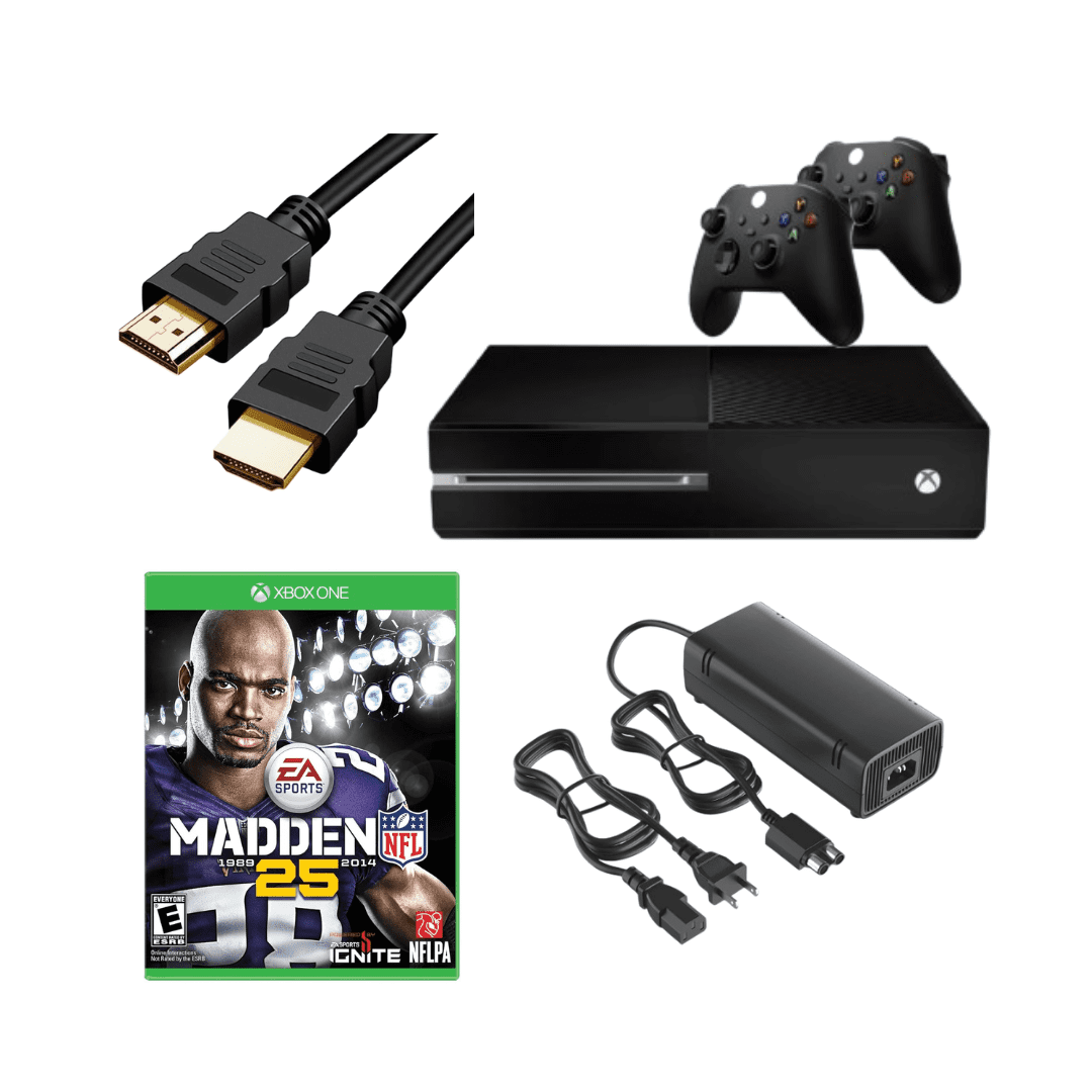 Microsoft Xbox One 500GB Console Bundle - Refurbished - Includes Madden NFL 25, 2 RetroFam Controllers, HDMI & Power Supply