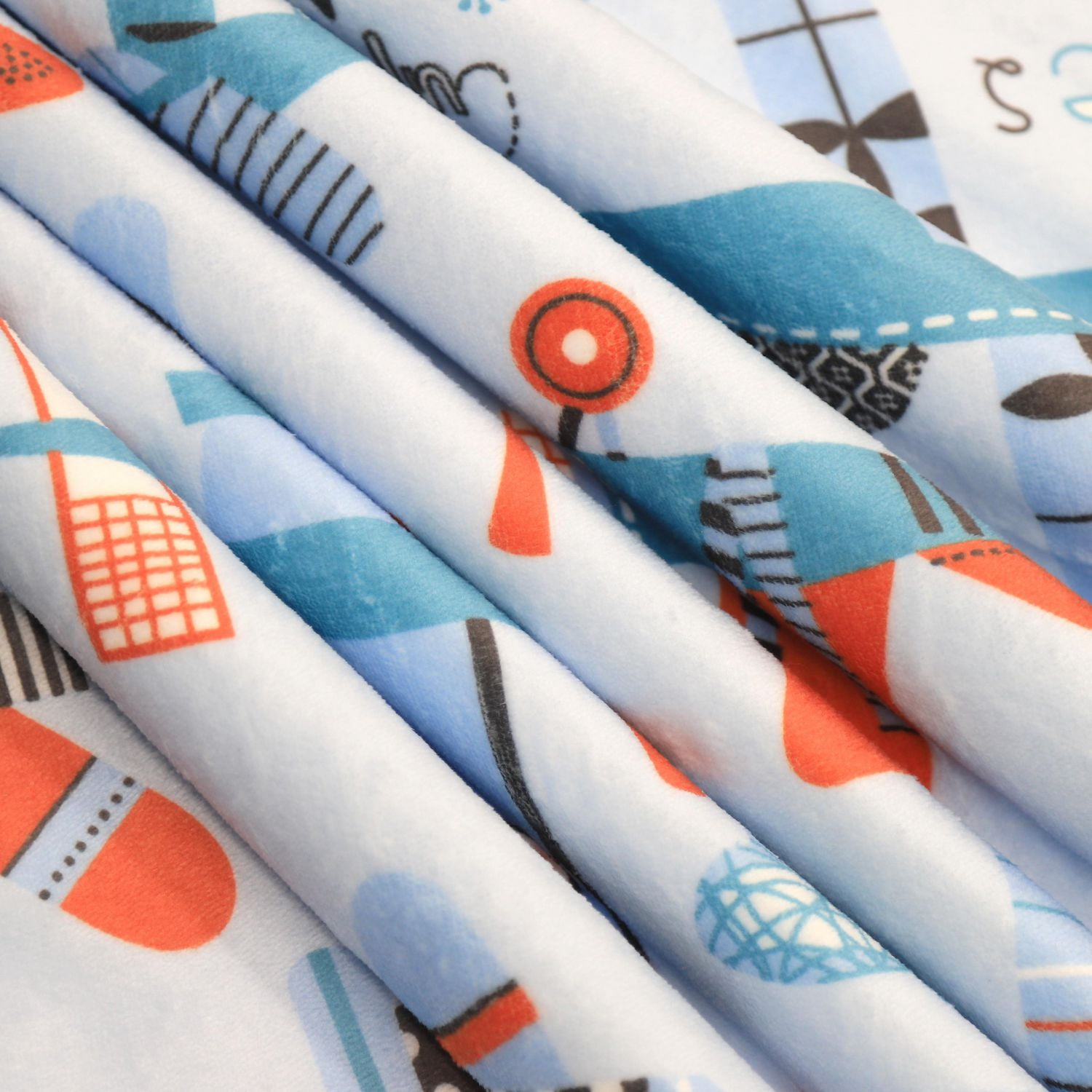 Couverture réversible en flanelle polaire douce et chaude pour enfants, motif avion, 101 x 127 cm, motif de base bleu
