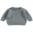 thumbnail image 1 of Baby Girl Boy Knit Pullover Sweater Fall Winter Warm Sweatshirt Tops with Pocket, 1 of 6