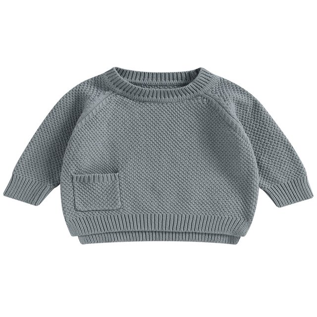 Baby Girl Boy Knit Pullover Sweater Fall Winter Warm Sweatshirt Tops with Pocket