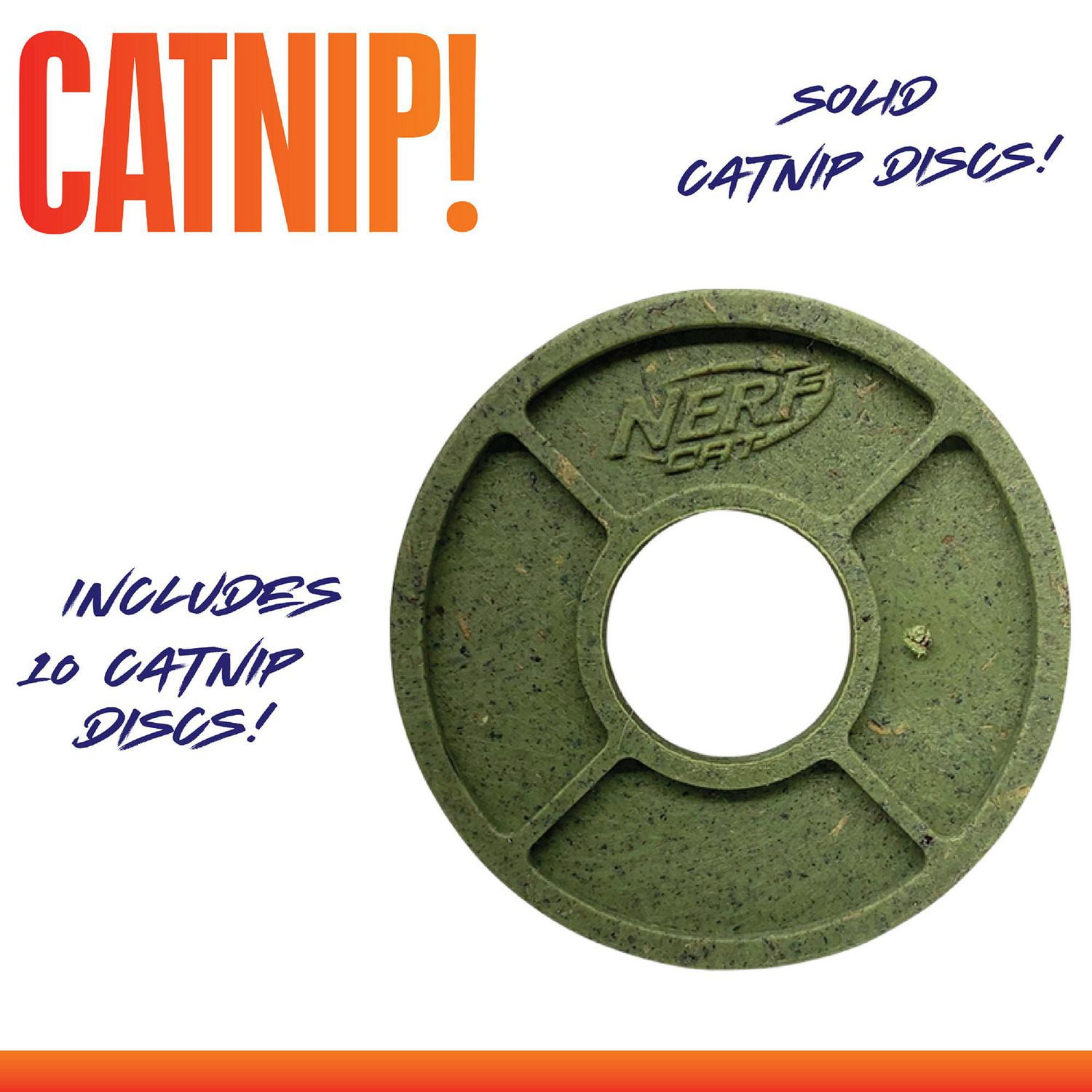 NERF Cat Disque d'Herbe à Chat pour Chats, Lot de 10