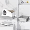 thumbnail image 3 of PawHut Extra Large Stainless Steel Cat Litter Box with High-Sided Wall, 3 of 10
