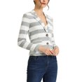 thumbnail image 4 of INSPIRE CHIC Women's Notched Lapel Long Sleeves Button Striped Blazer Light Grey L, 4 of 6