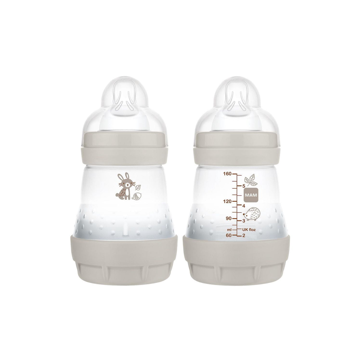 MAM Easy Start Anti-Colic Matte Baby Bottles, 2x5oz Bottles, Slow Flow Bottles with Silicone Nipple