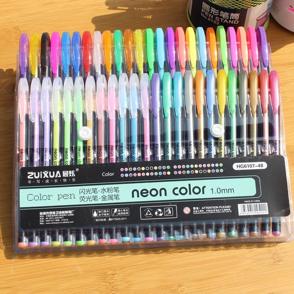 Meitianfacai ZuiXua 48 Colors Gel Pens Set Color Glitter Pens Kids Drawing