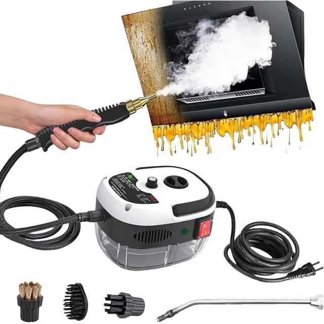 Versora Pro Car Steam Cleaner 2500w High-Temp Portable Machine, 6 Speeds Adjustable, With 3 Different Brush Heads, With an Extended Rod, 1l Large Water Tank (White)