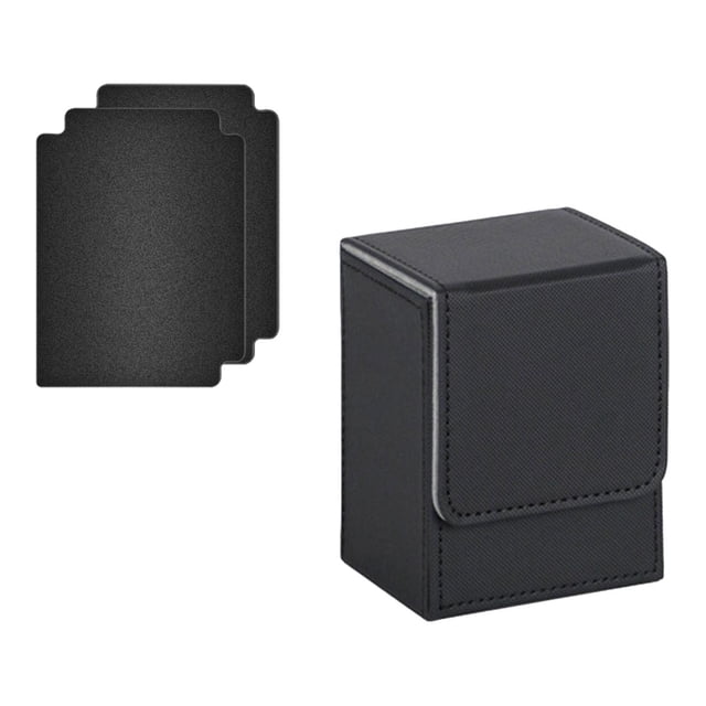 HILABEE Card Deck Box Game Card Storage PU Leather Lightweight Premium Holds 100 Black Gray