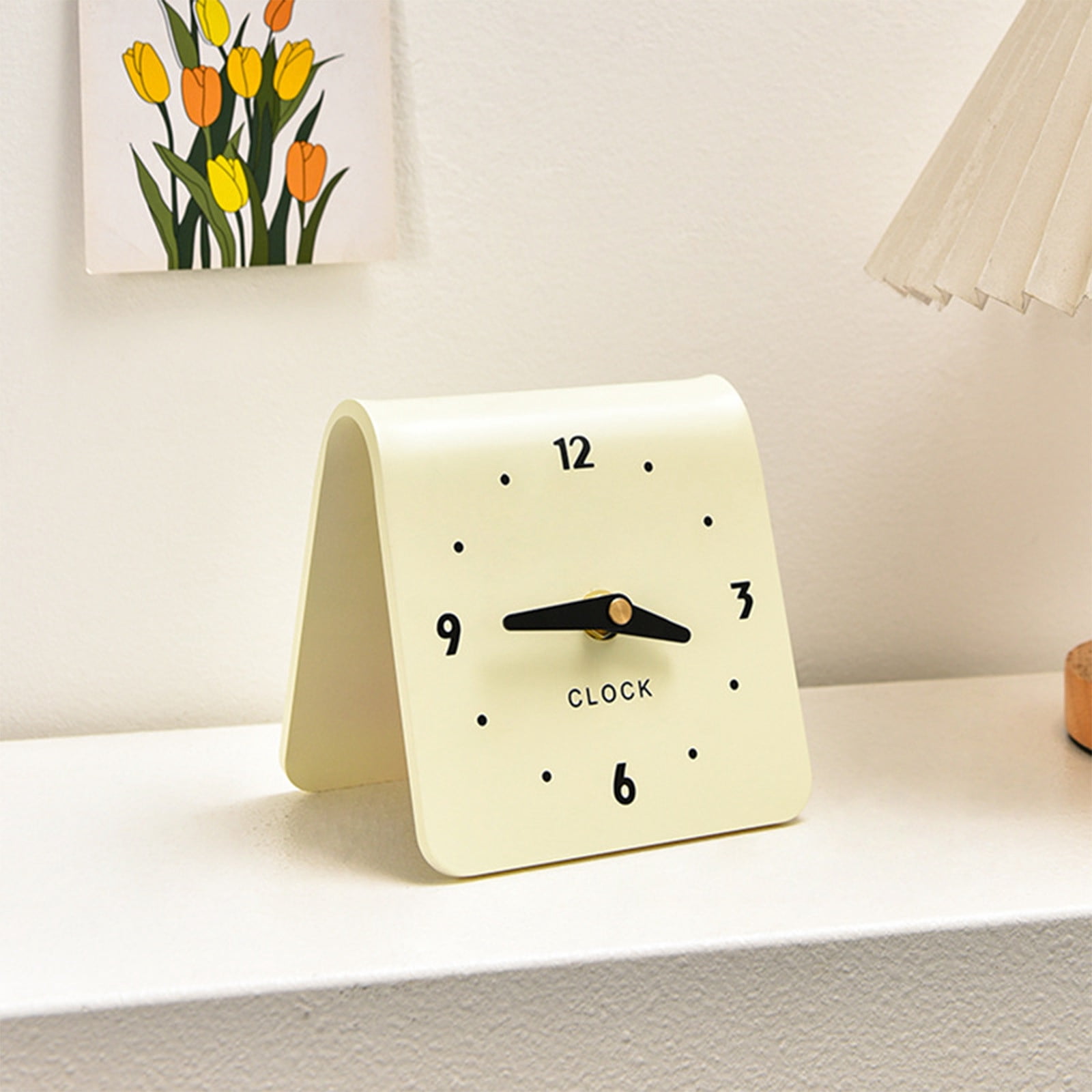 TIMIFIS Plastic Small Clock, Small Clock Decorative Ornaments Desktop Clock Living Room Modern Easy Tabletop Desktop Clock Home Decoration Batteries Are Not Included Home Decor