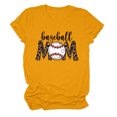 thumbnail image 1 of Womens Solid Color Short Sleeve Casual Baseball Print T-shirt Round Neck Print Tops, 1 of 1