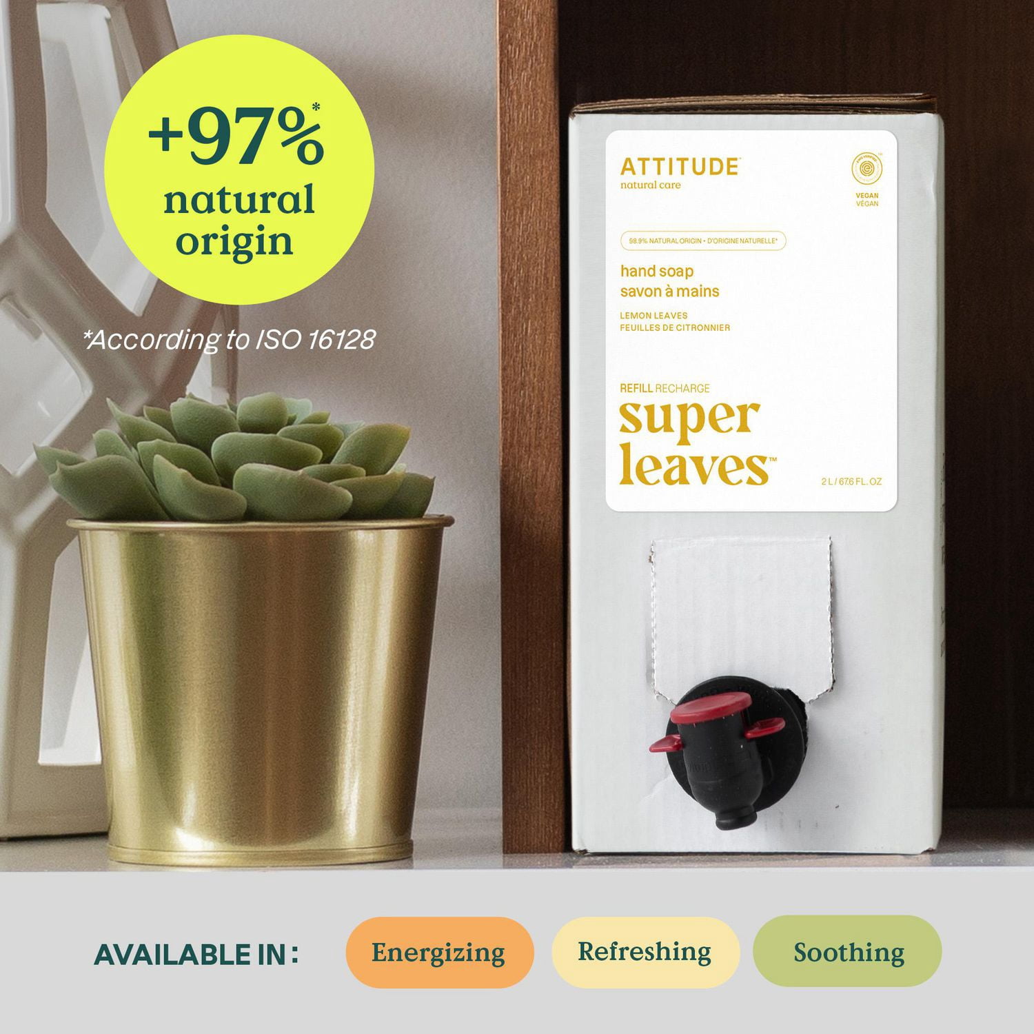 ATTITUDE super leaves, Savon à mains, Feuilles de Citronnier, 2L
