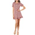 thumbnail image 1 of INSPIRE CHIC Women's Ruffle Peter Pan Collar Casual Button Up Checkered Dress, 1 of 6